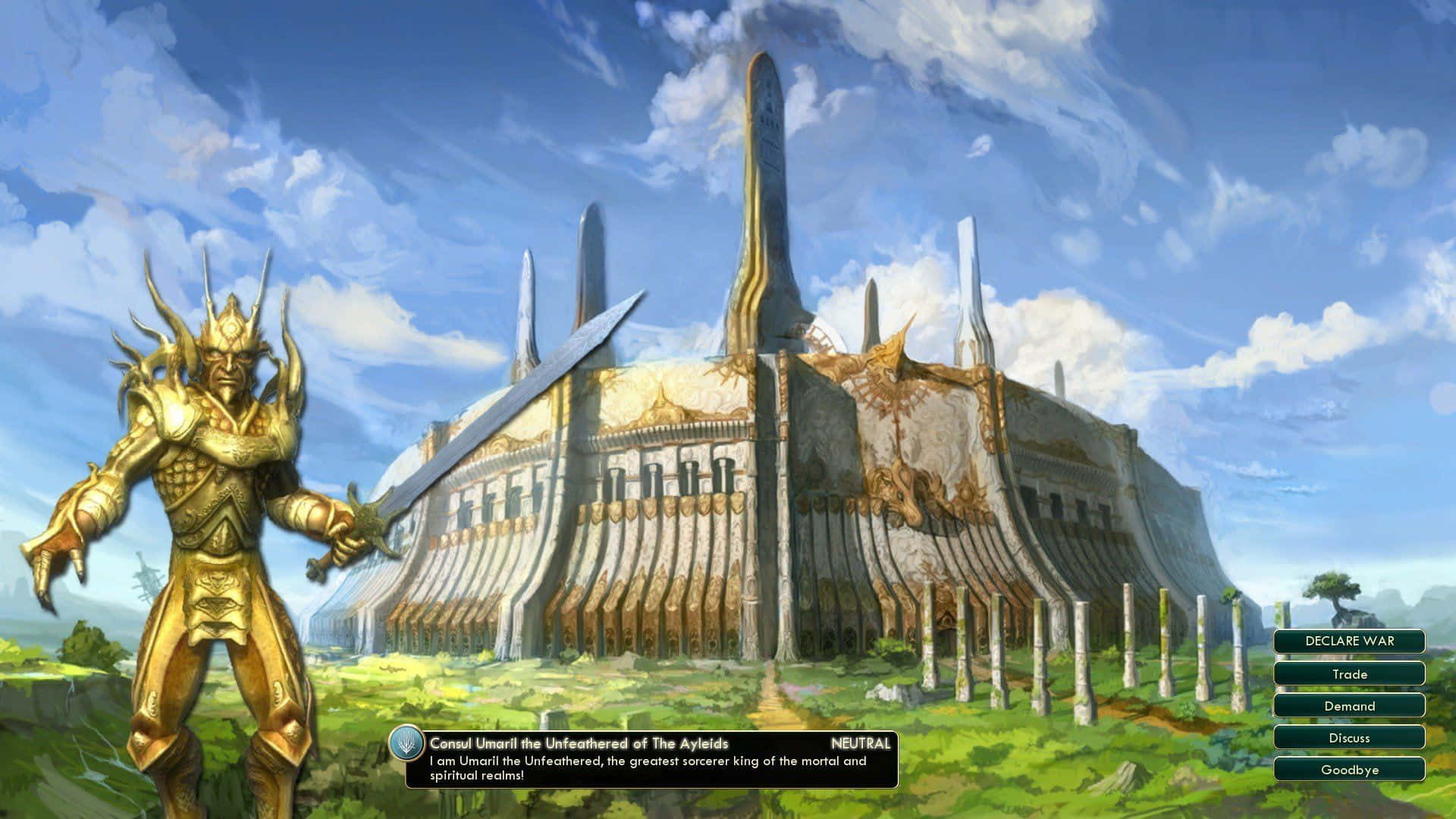 golden-armored warrior, spiked helmet, sword, Full HD Desktop Wallpaper