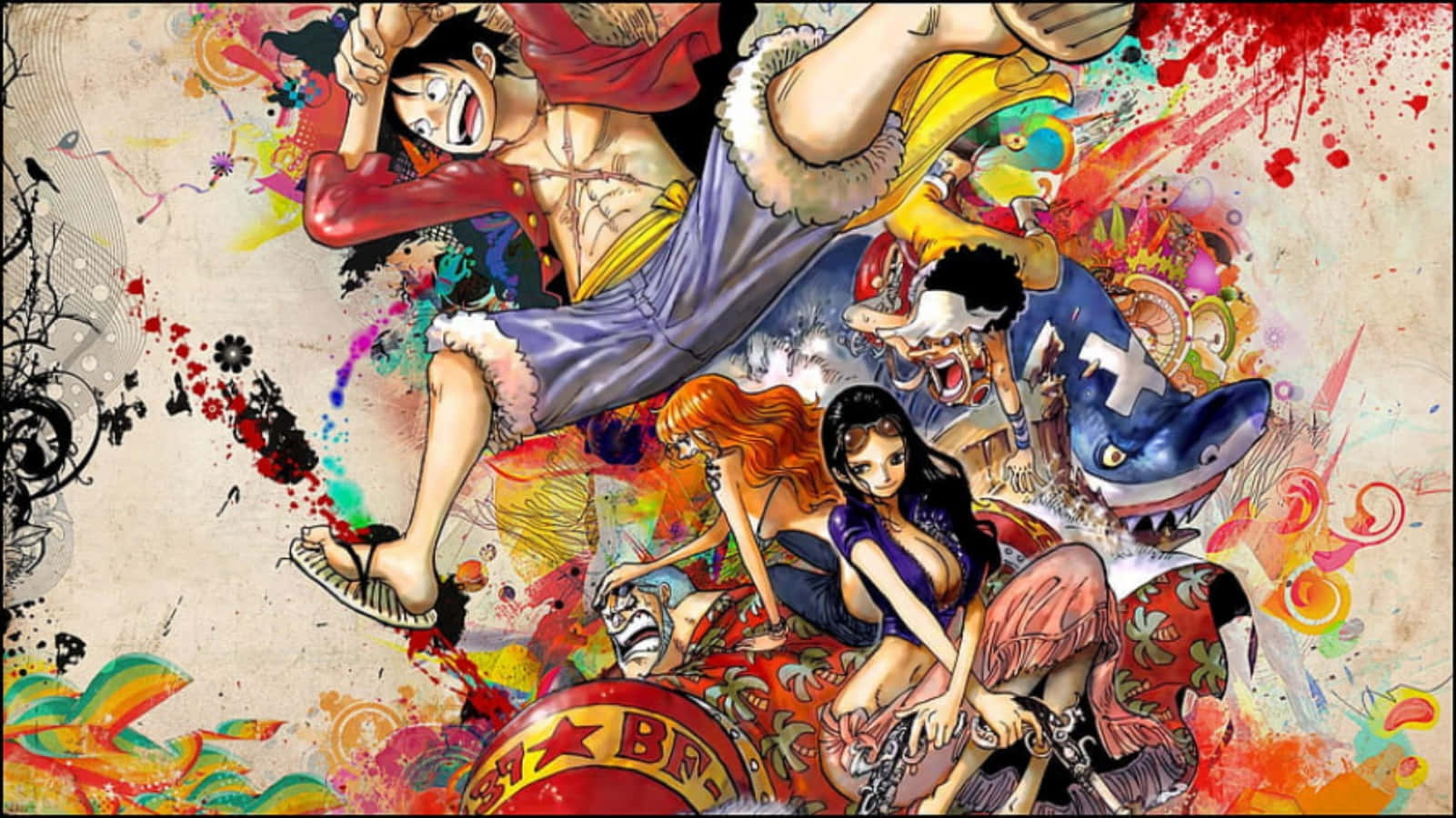 Straw Hat Pirates, anime, textured canvas, HD Desktop Wallpaper