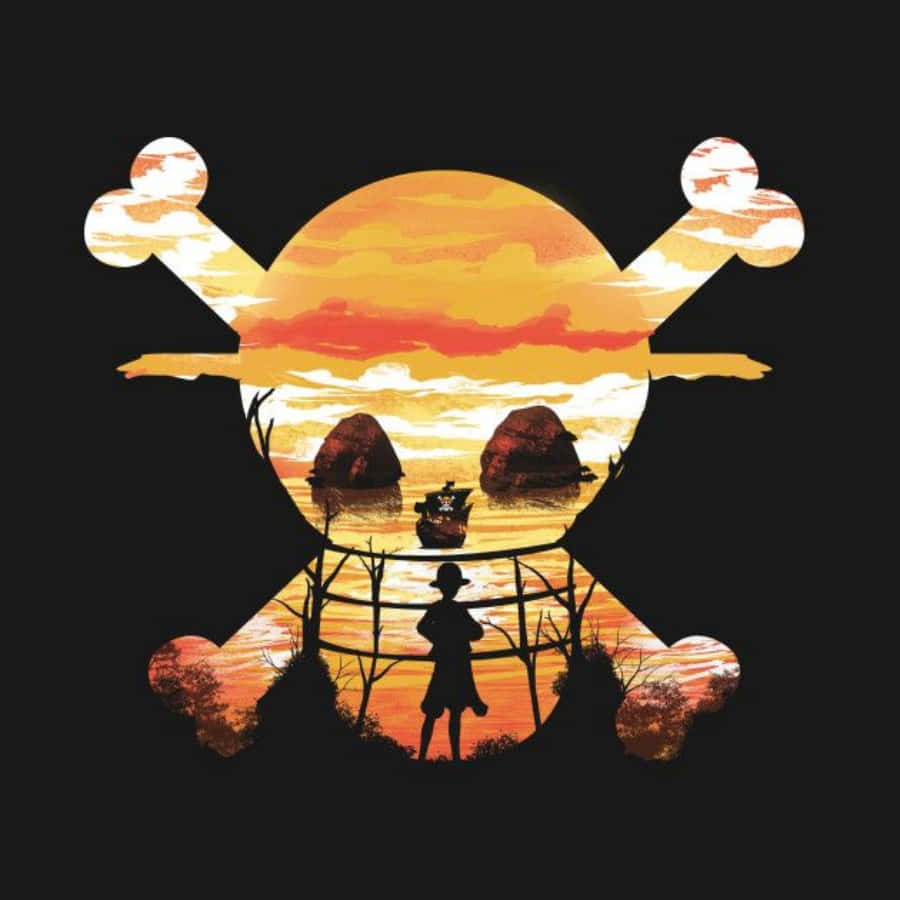Straw Hat Pirates, skull-shaped sunset, ship, SD Desktop Wallpaper