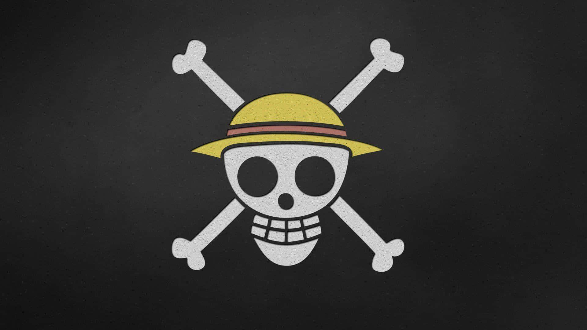 Straw Hat Pirates, yellow straw hat, white skull, Full HD Desktop Wallpaper