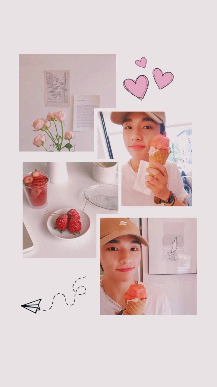 strawberry ice cream, fresh strawberries, pink roses, HD Phone Wallpaper