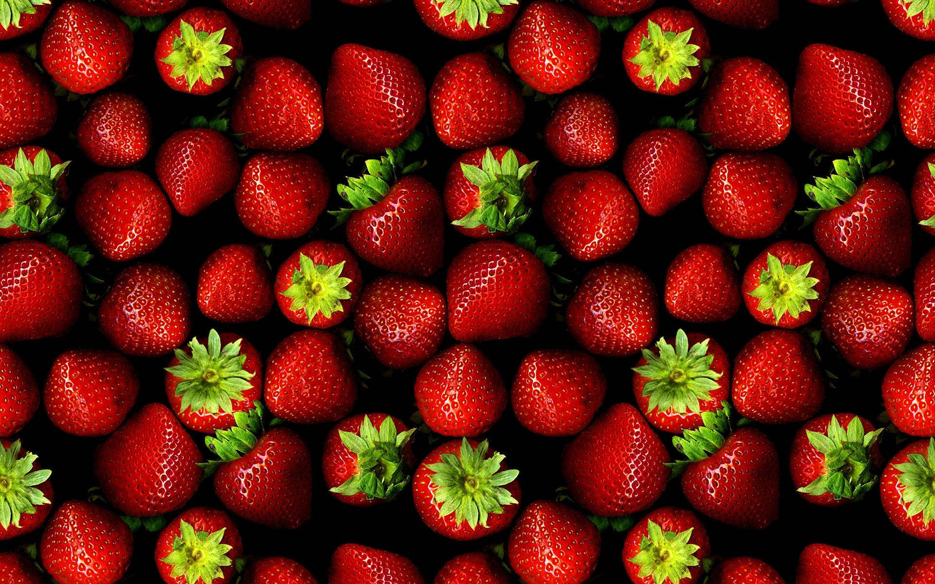Strawberry Aesthetic, vibrant red strawberries, green tops, Full HD Desktop Wallpaper