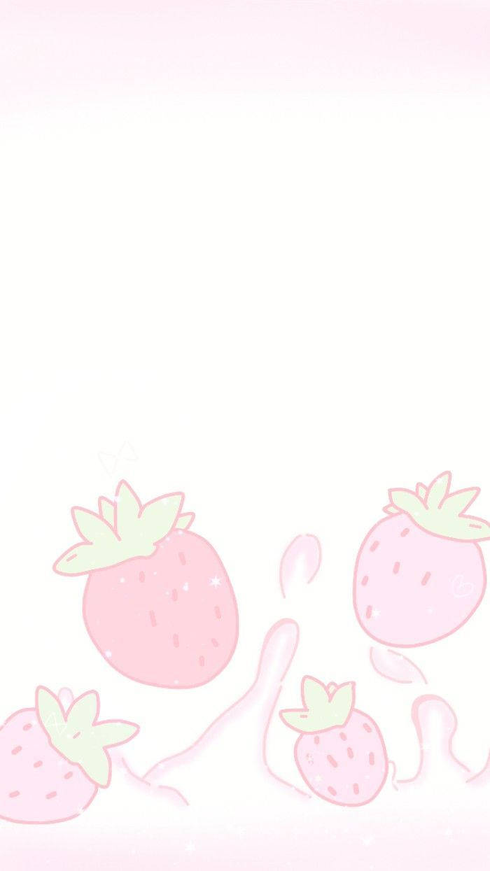 pastel pink, green leaves, soft gradient background, SD Phone Wallpaper