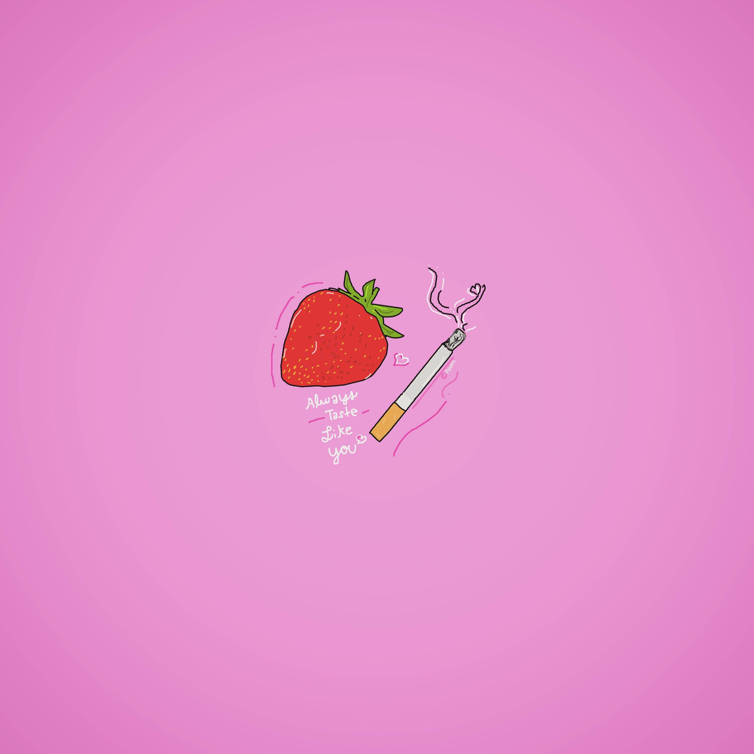 Strawberry Aesthetic, iPhone Theme, cartoon strawberry, 2K Desktop Wallpaper