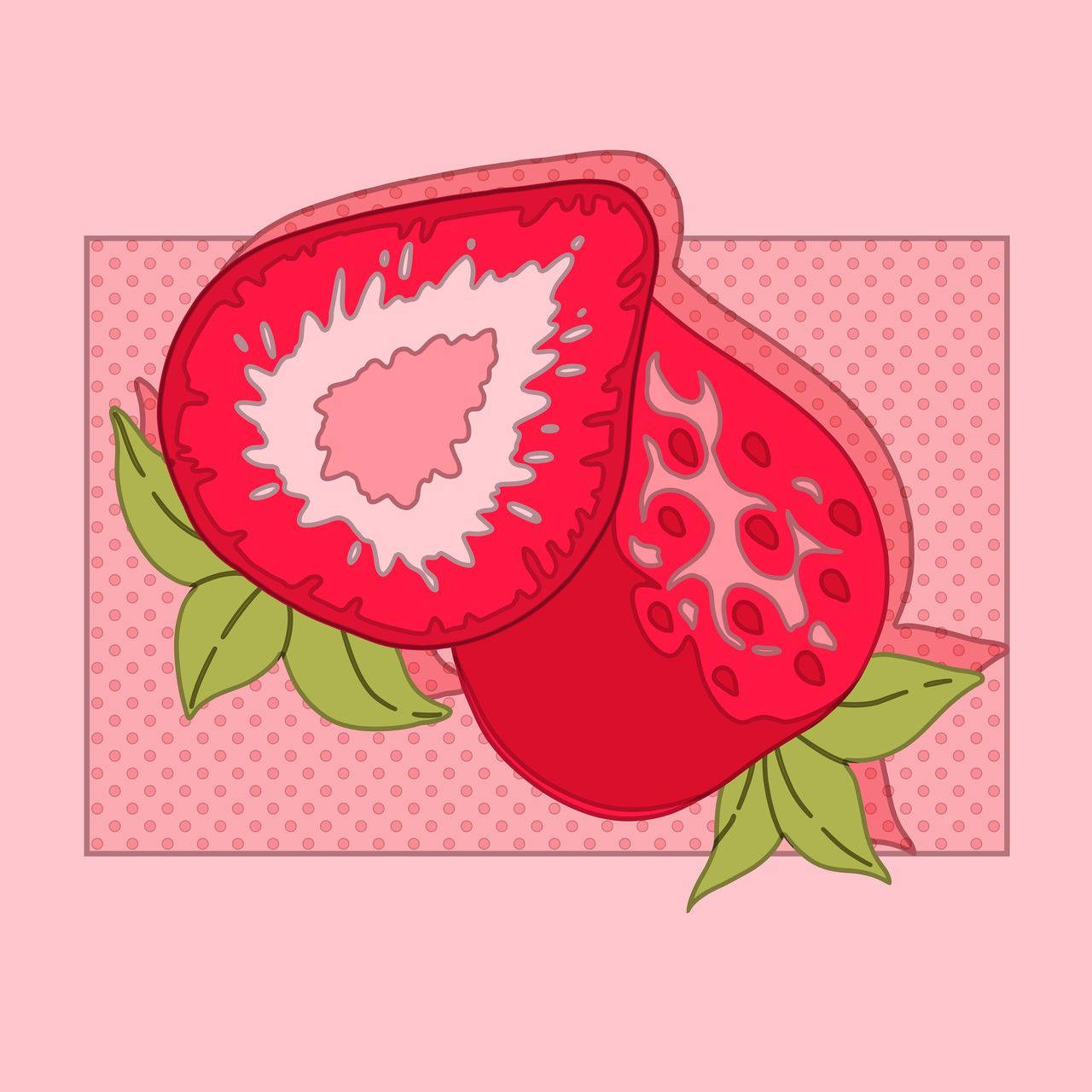 pomegranate, juicy seeds, pink polka dot background, HD Desktop Wallpaper