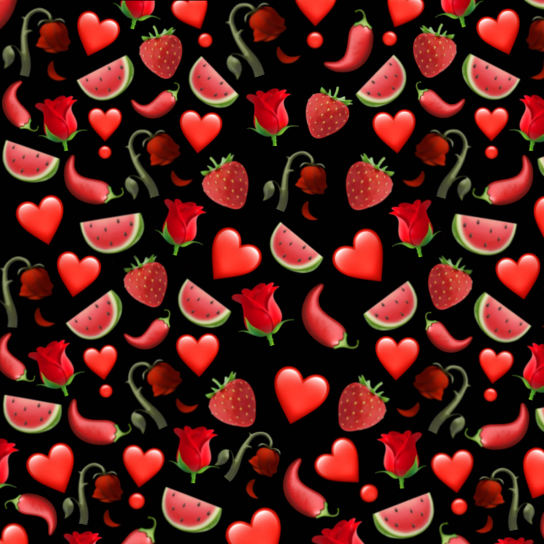 strawberry aesthetic, vibrant red hearts, watermelon slices, HD Desktop Wallpaper