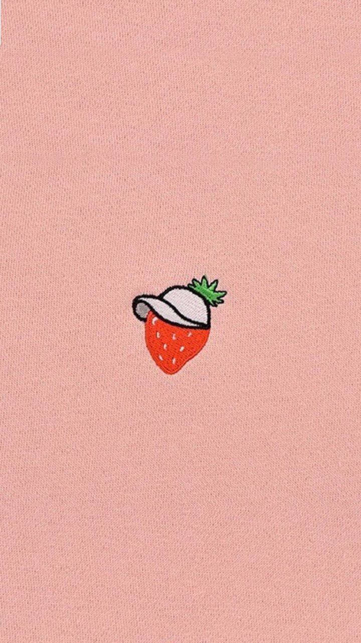 strawberry, white visor, soft pink fabric, HD Phone Wallpaper