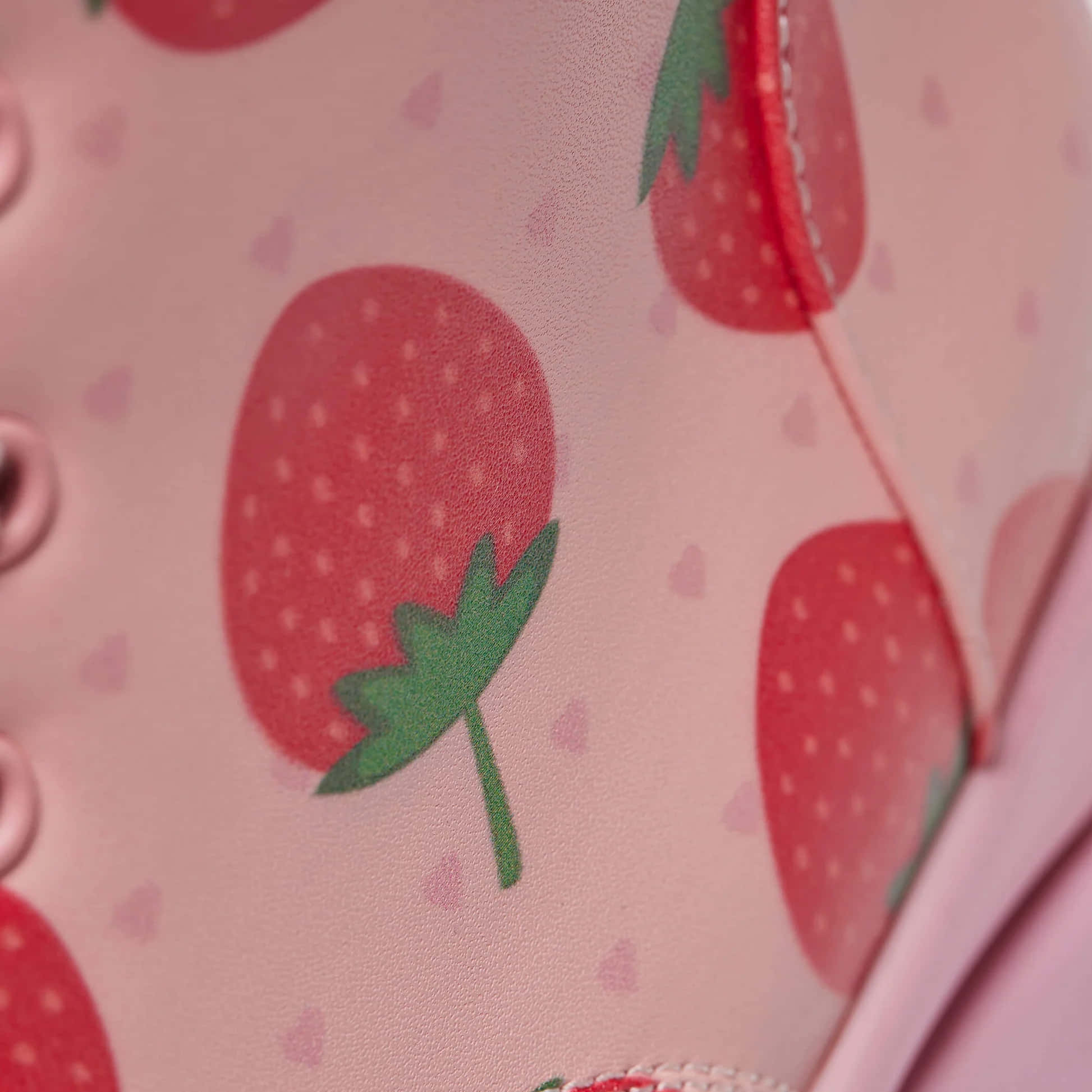 pink leather shoe, printed strawberries, tiny hearts, Full HD Desktop Wallpaper