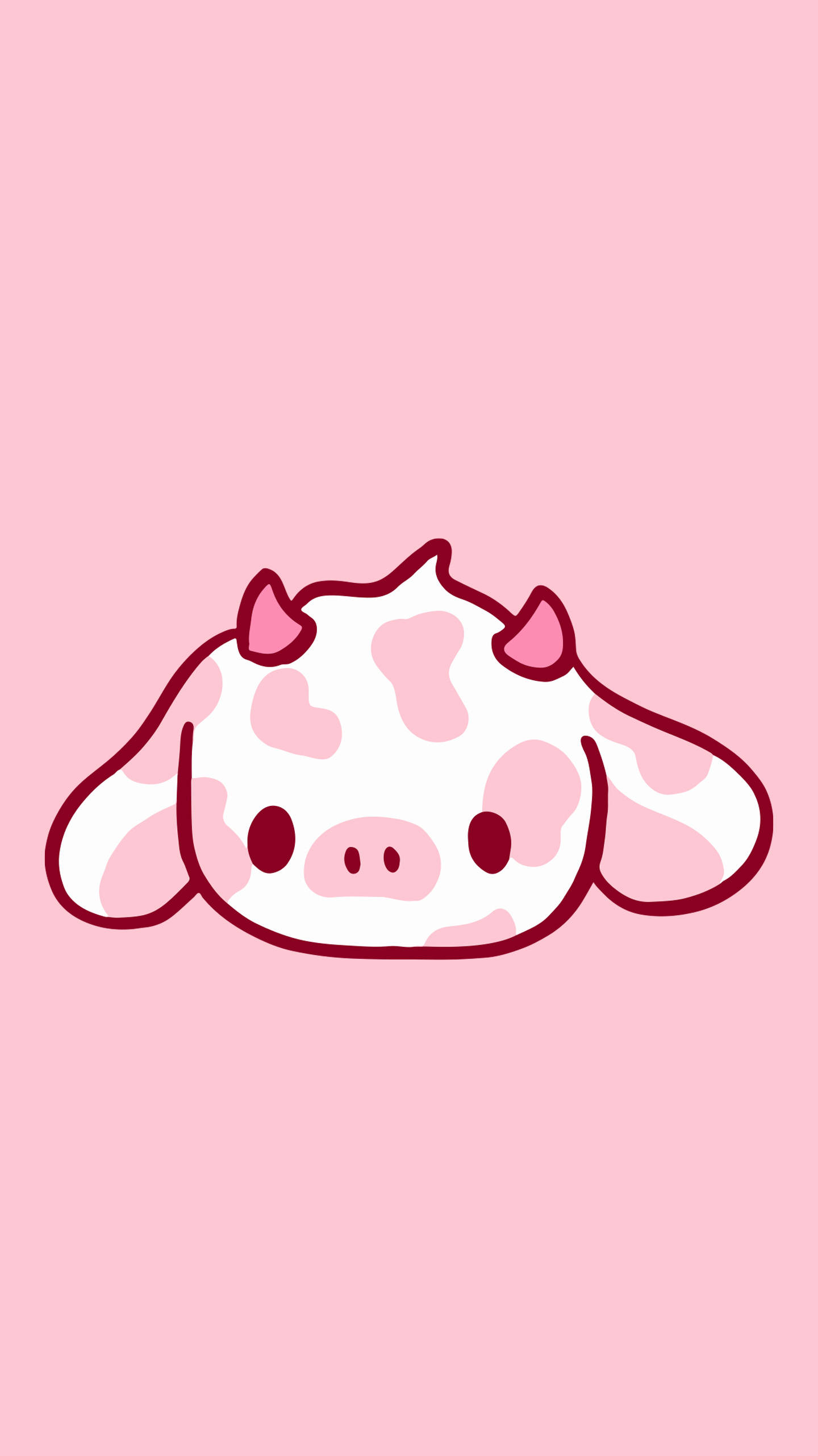 Strawberry Cow, pink spots, tiny horns, 2K Phone Wallpaper