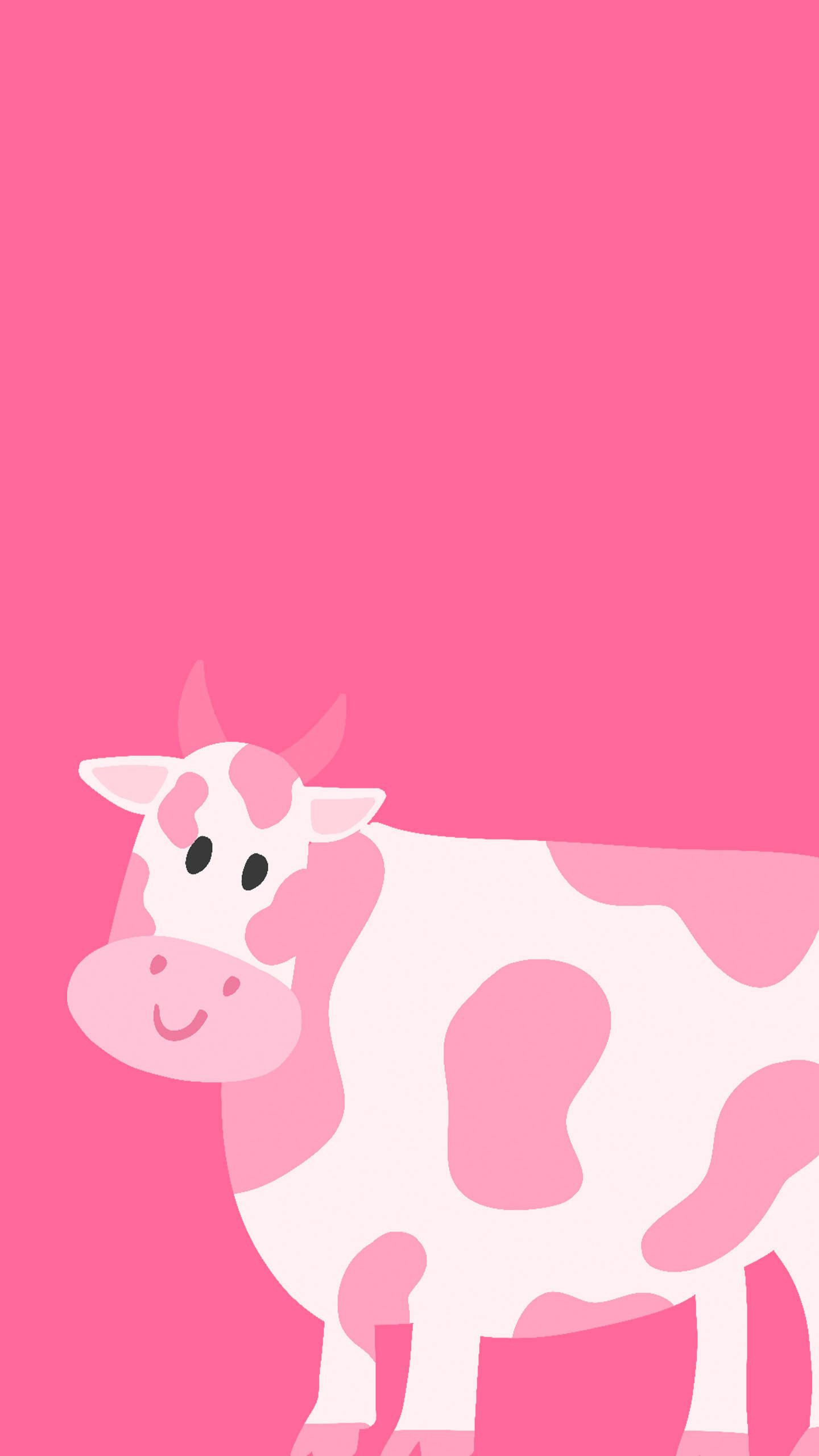 Strawberry Cow, pink spots, solid pink background, 2K Phone Wallpaper