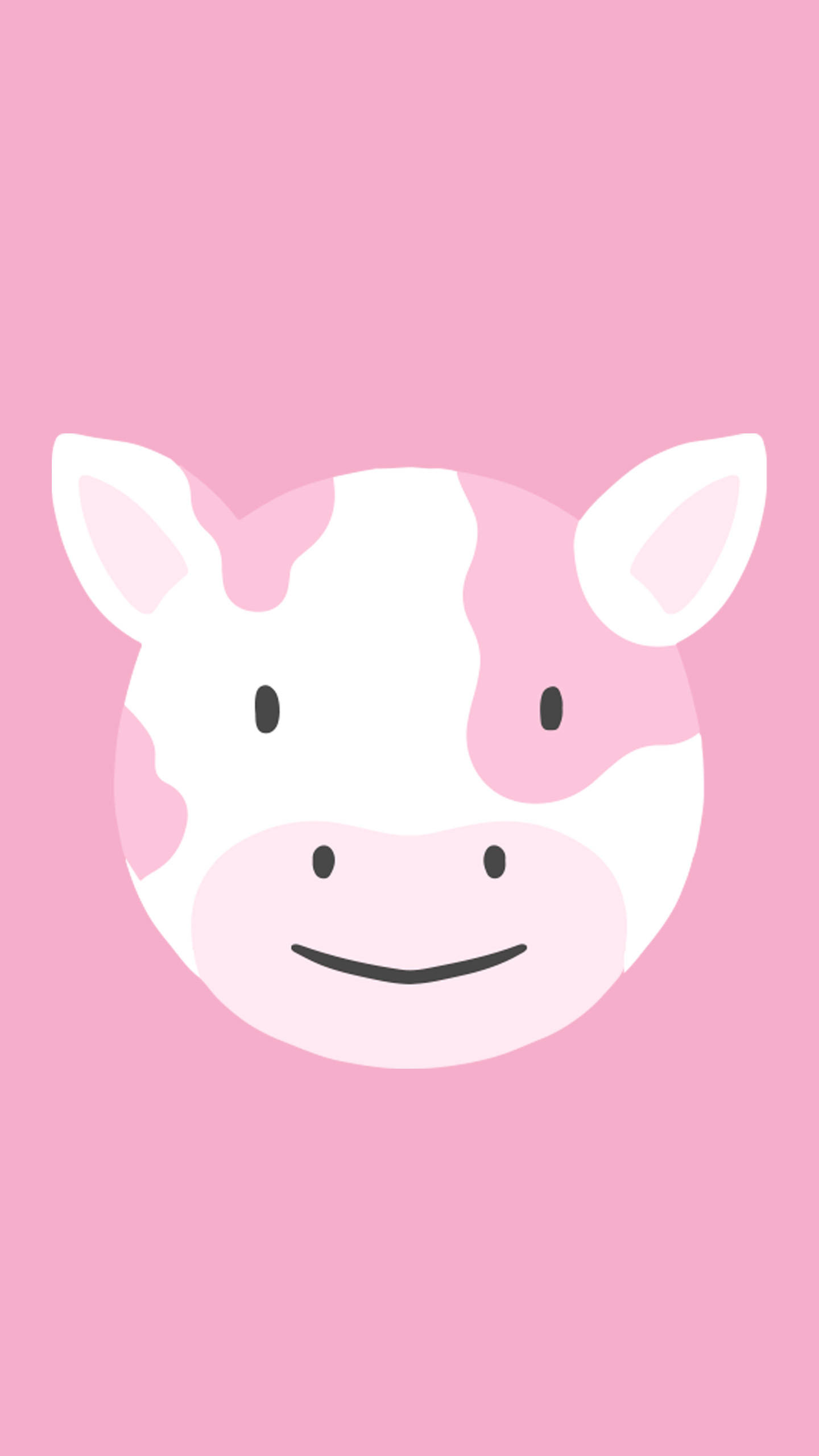 Strawberry Cow, round head, pink and white patches, 2K Phone Wallpaper