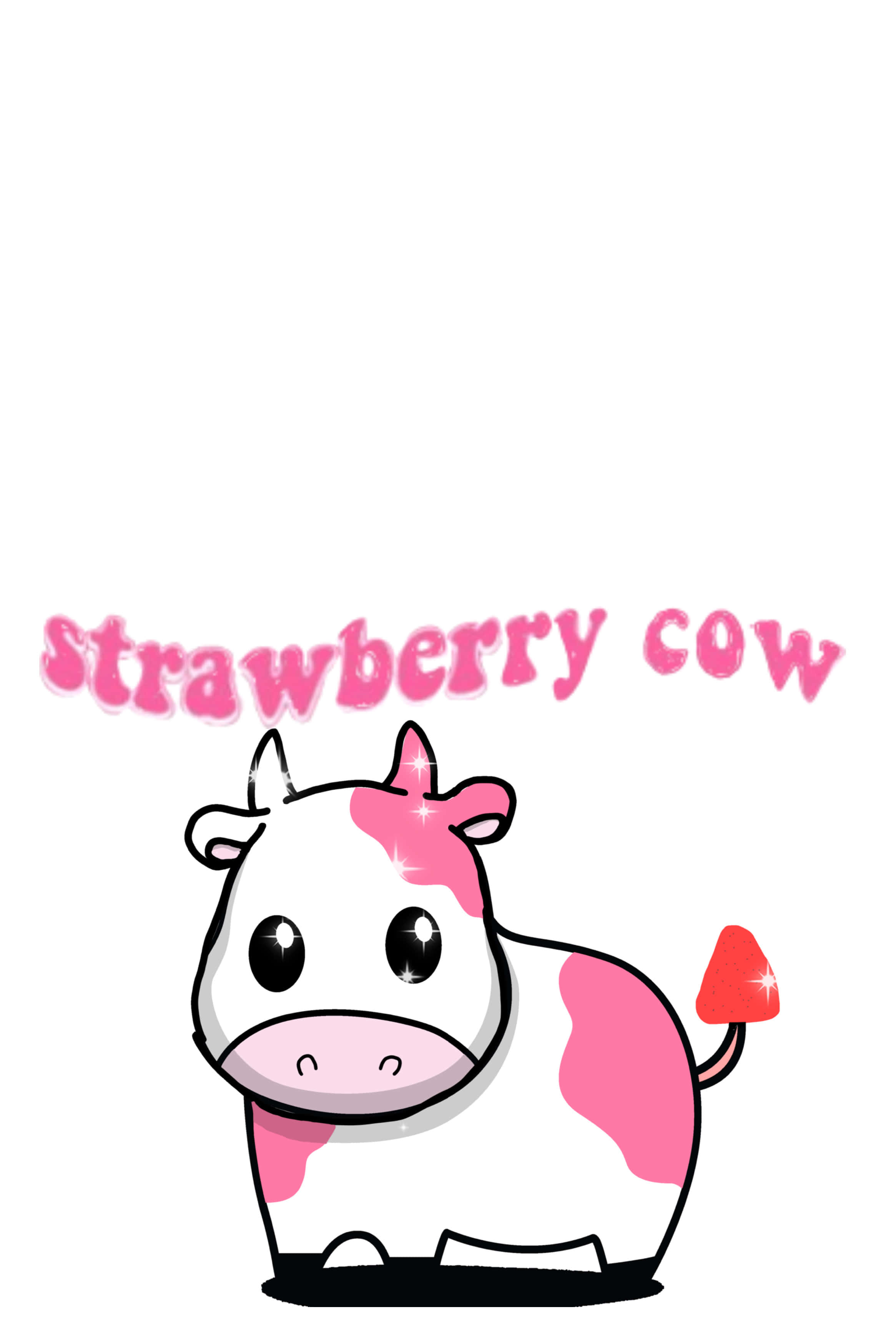 strawberry cow, pink spots, strawberry on its tail, 2K Phone Wallpaper