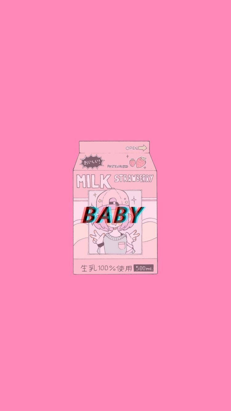 Strawberry Milk, pink, milk carton, HD Phone Wallpaper