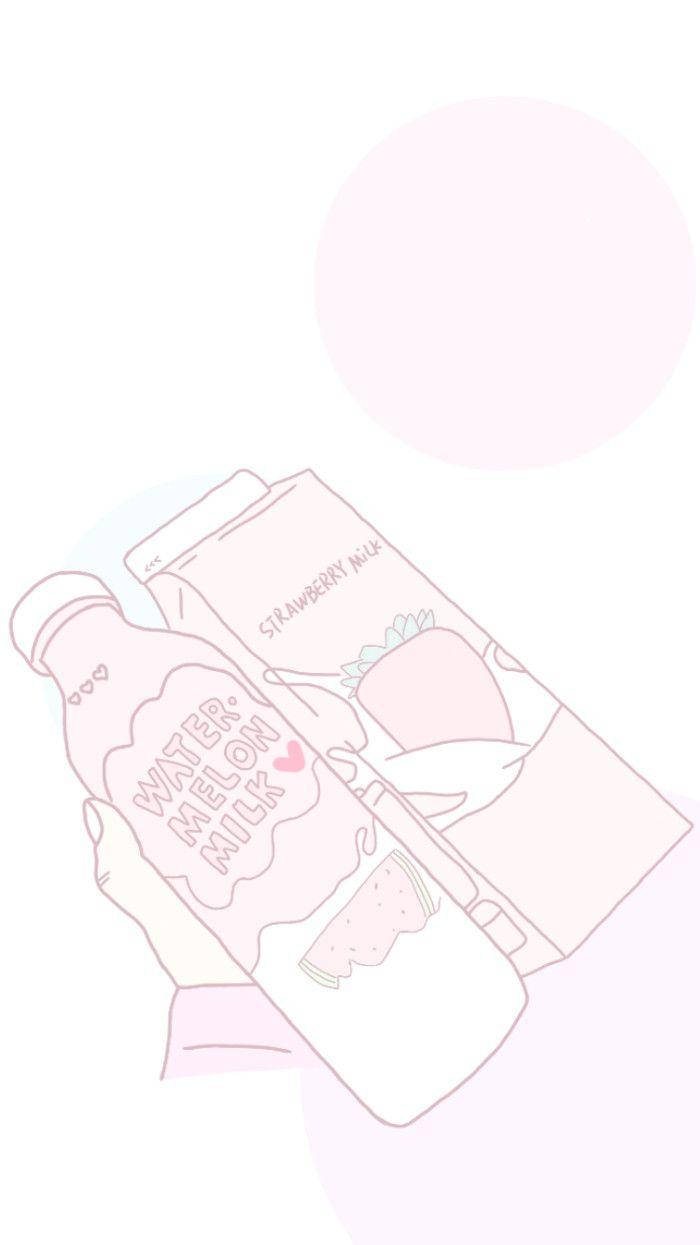 Strawberry Milk, watermelon milk bottle, strawberry milk carton, SD Phone Wallpaper