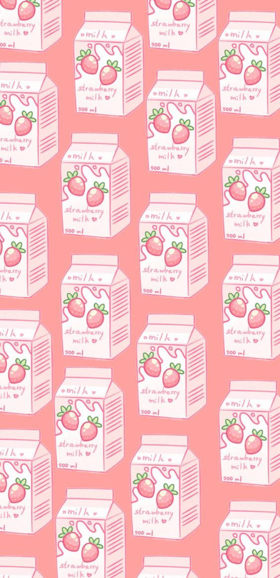 strawberry milk, sakura_san, spoonflower, SD Phone Wallpaper