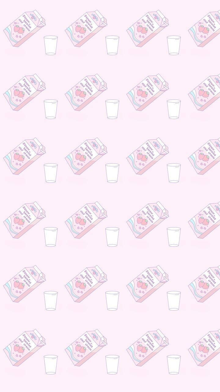 strawberry milk, pink milk cartons, white glasses, HD Phone Wallpaper