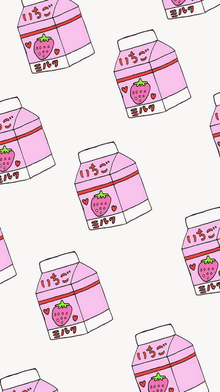 Strawberry Milk, pink milk carton, strawberries, HD Phone Wallpaper