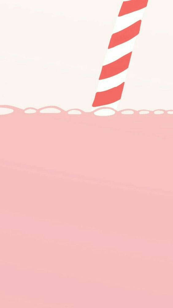 strawberry milk, red and white striped straw, soft pink drink, SD Phone Wallpaper