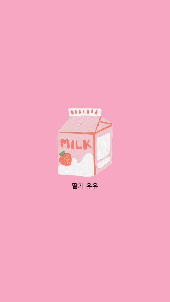Strawberry Milk, pink background, milk box, SD Phone Wallpaper