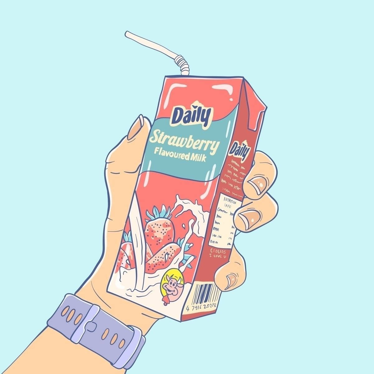 strawberry milk, strawberry flavoured milk carton, straw, SD Desktop Wallpaper