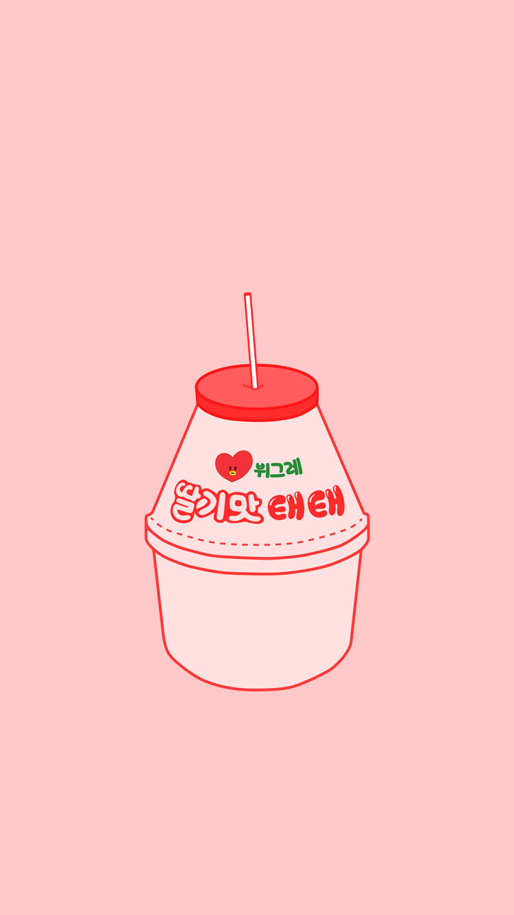 Strawberry Milk, pink, straw, HD Phone Wallpaper
