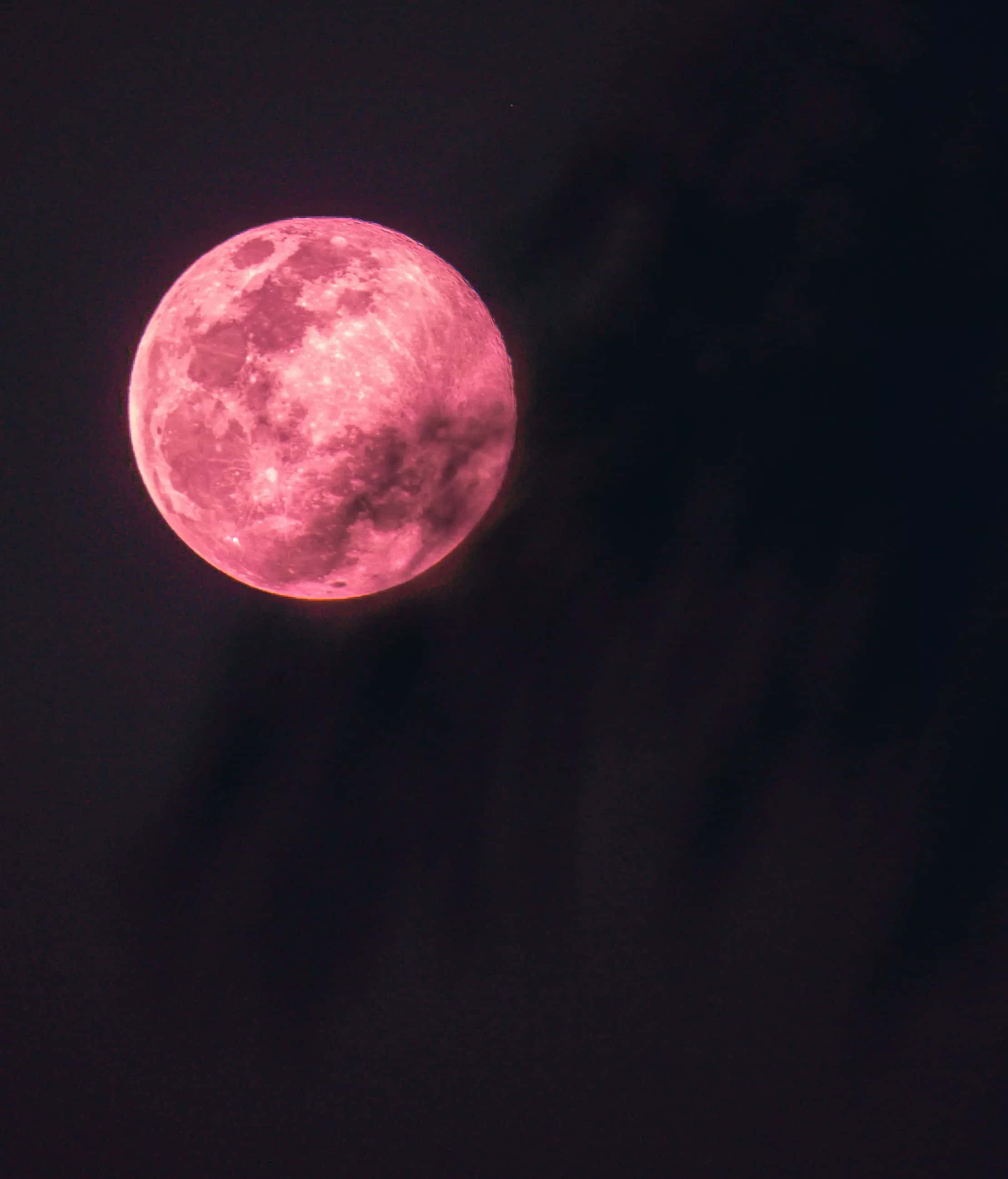 Strawberry Moon, night sky, pink full moon, 2K Phone Wallpaper