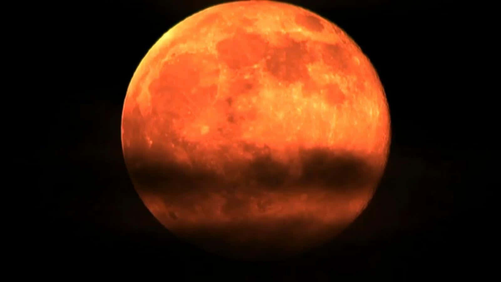 Strawberry Moon 2019, orange-red moon, pitch-black sky, HD Desktop Wallpaper