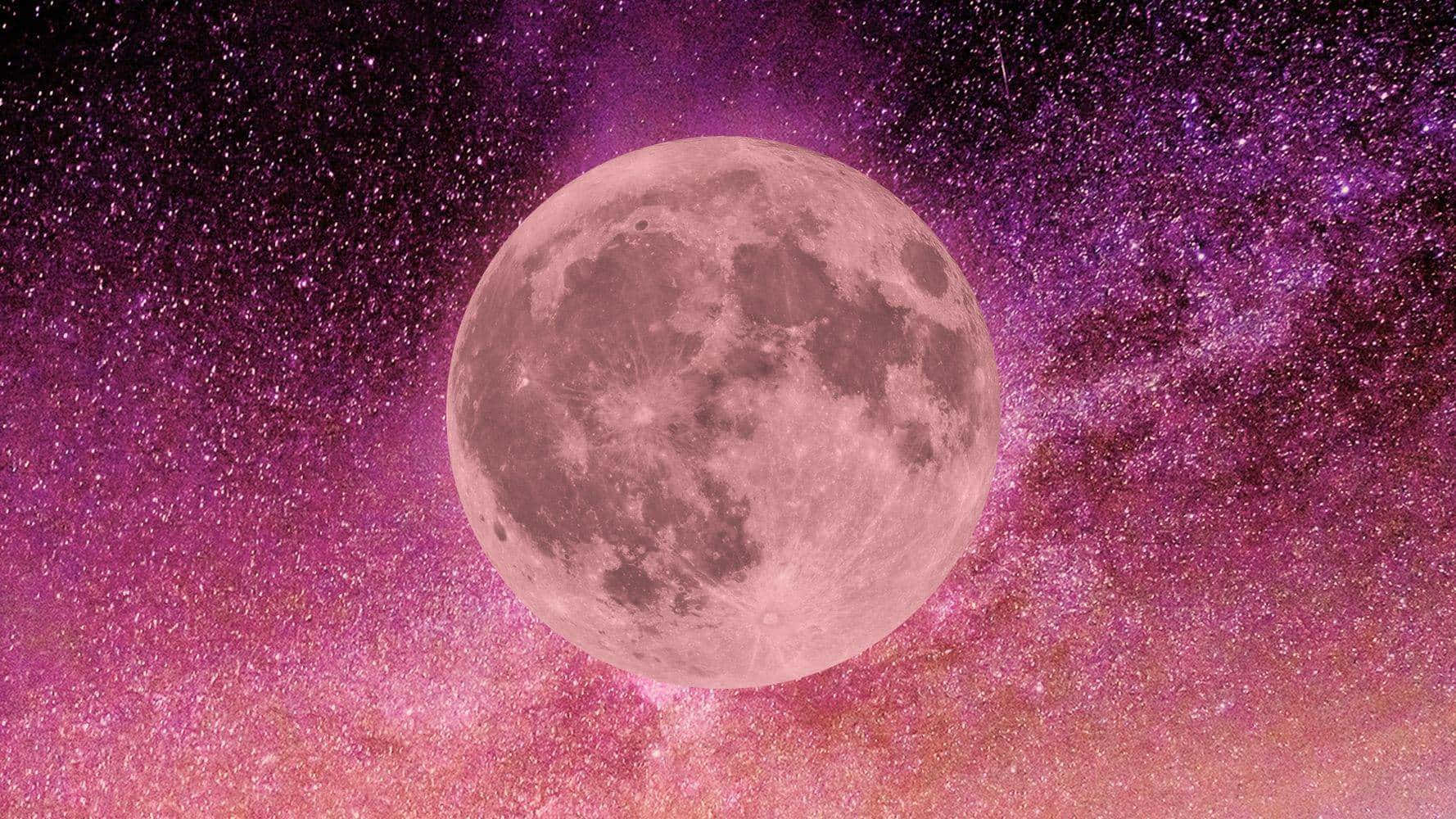 Strawberry Moon, night sky, vibrant purple, HD Desktop Wallpaper