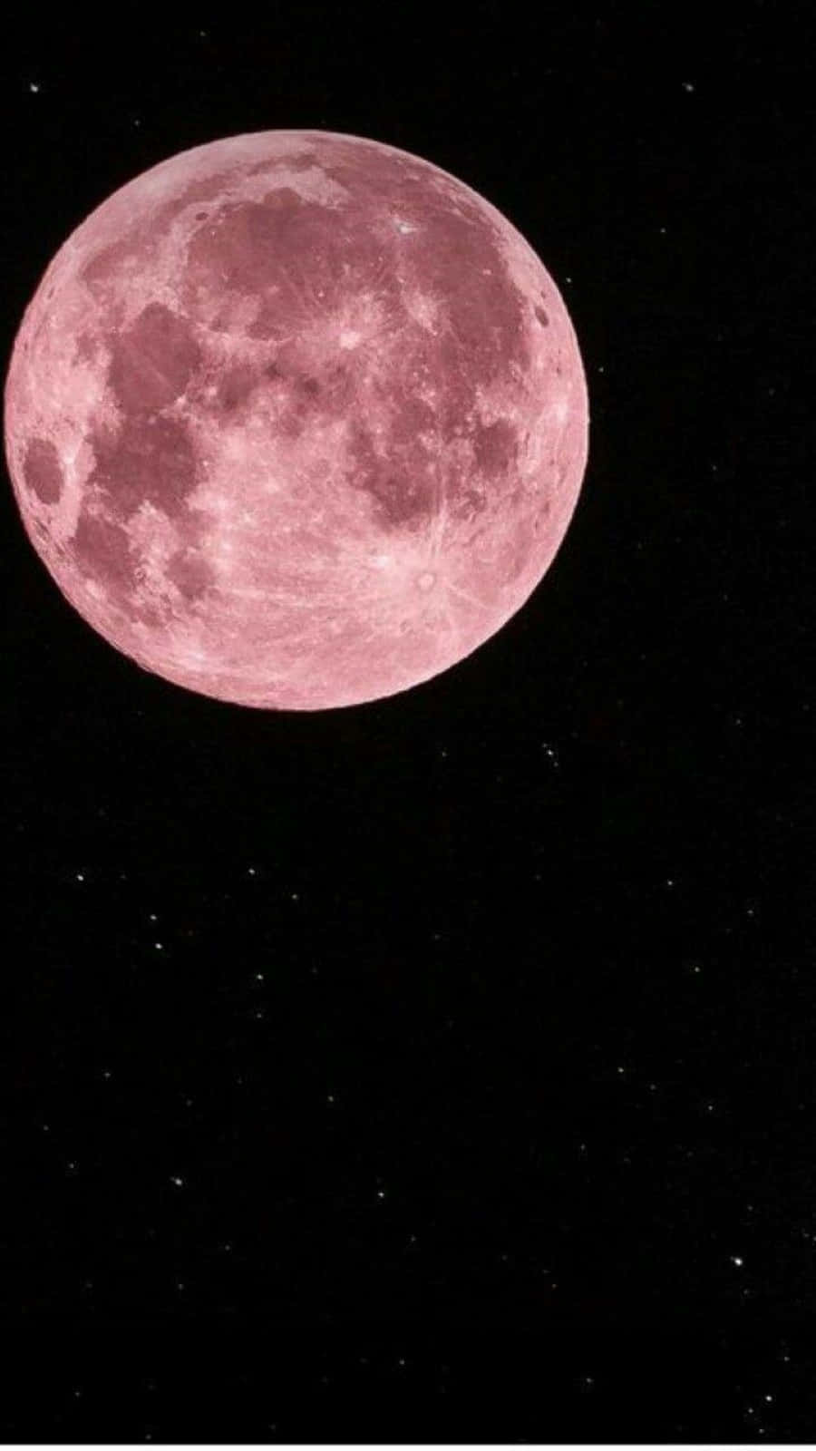 Strawberry Moon, pink full moon, starry night sky, HD Phone Wallpaper
