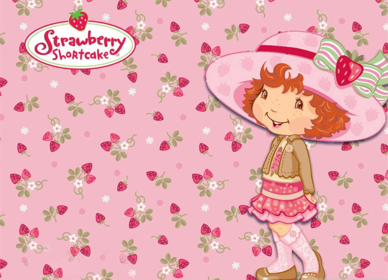 Strawberry Shortcake, pink hat, strawberry bow, SD Desktop Wallpaper