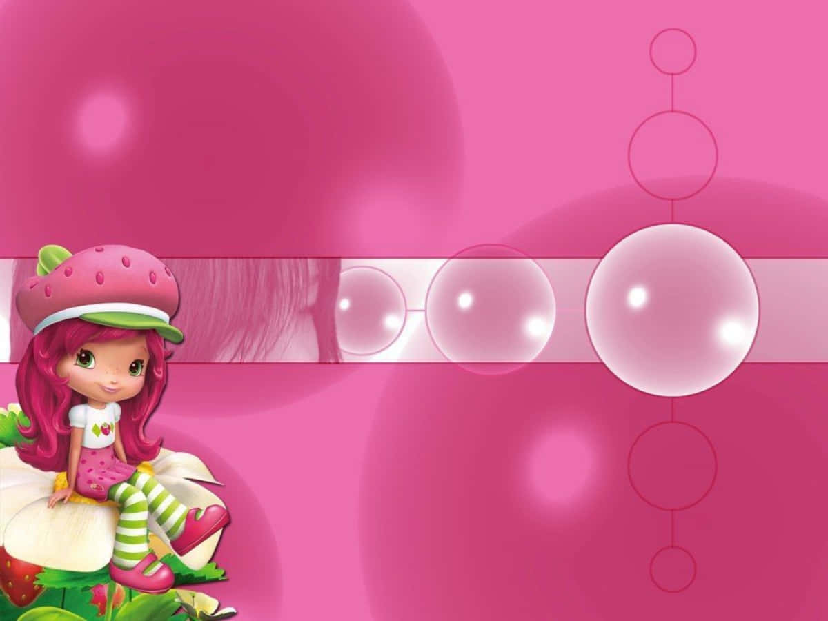 Strawberry Shortcake, pink hair, flower, SD Desktop Wallpaper
