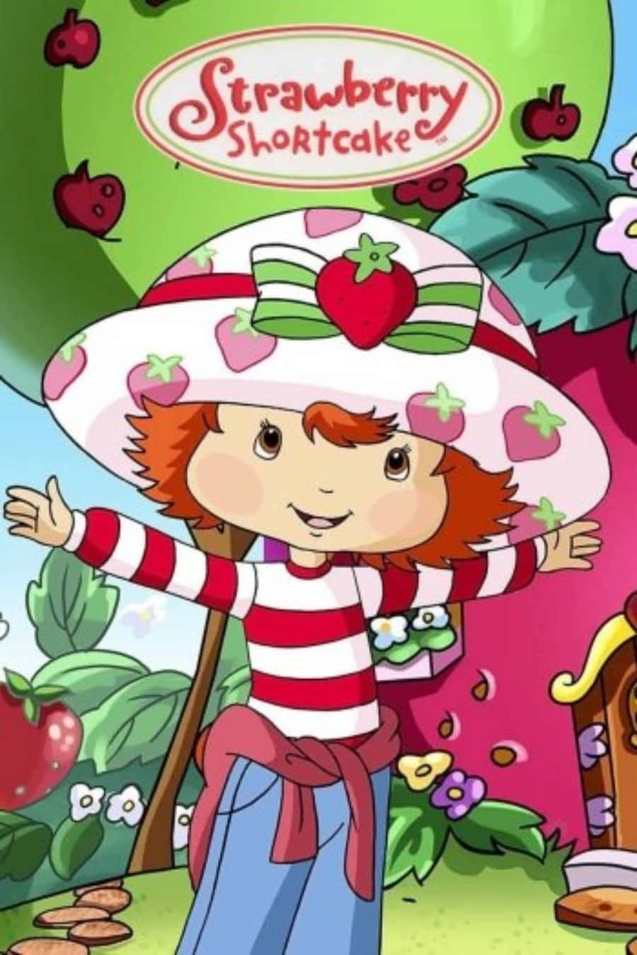 Strawberry Shortcake, strawberry-themed garden, iconic hat, HD Phone Wallpaper