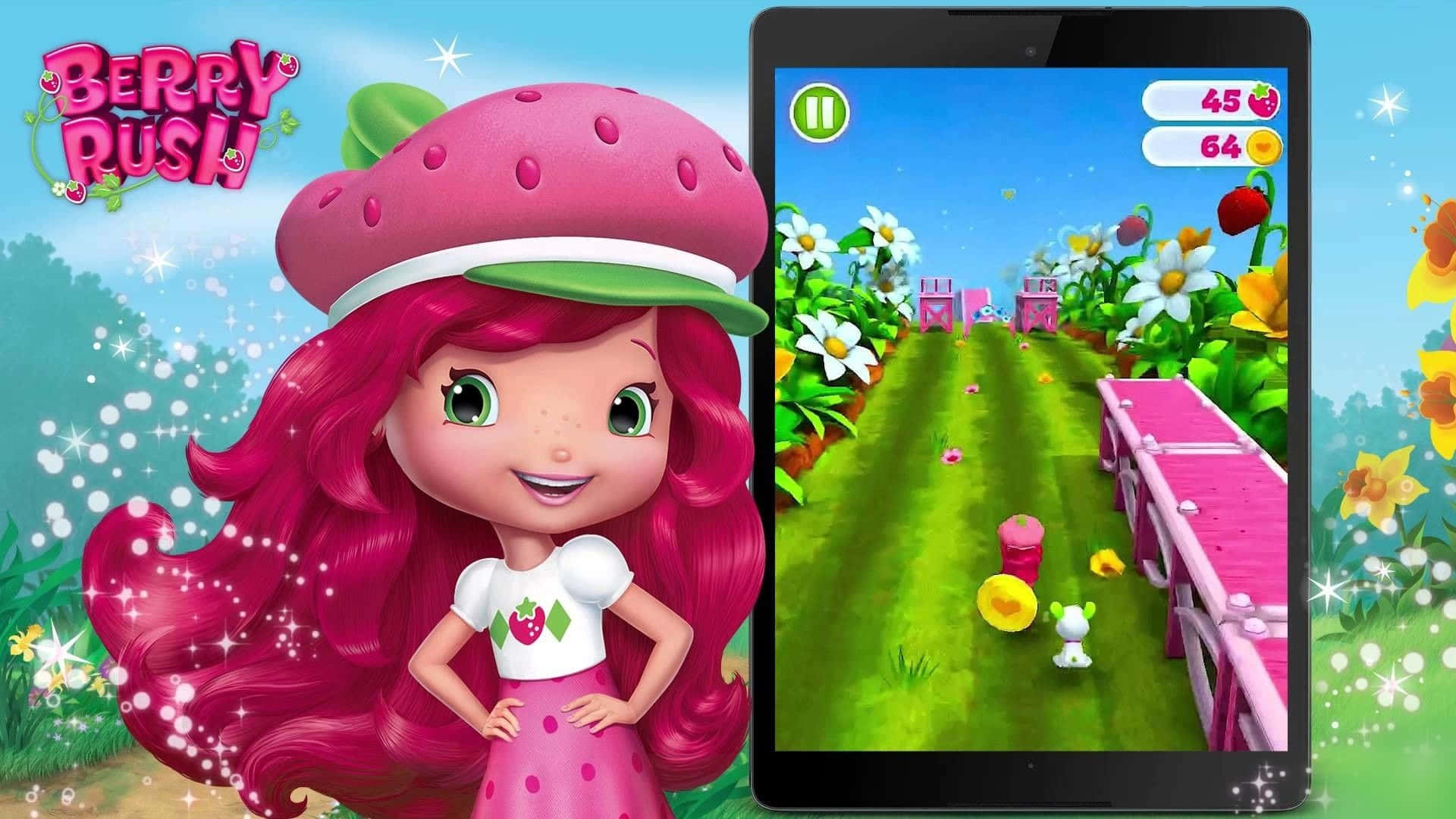 Strawberry Shortcake, berry-themed game, vibrant flowers, Full HD Desktop Wallpaper