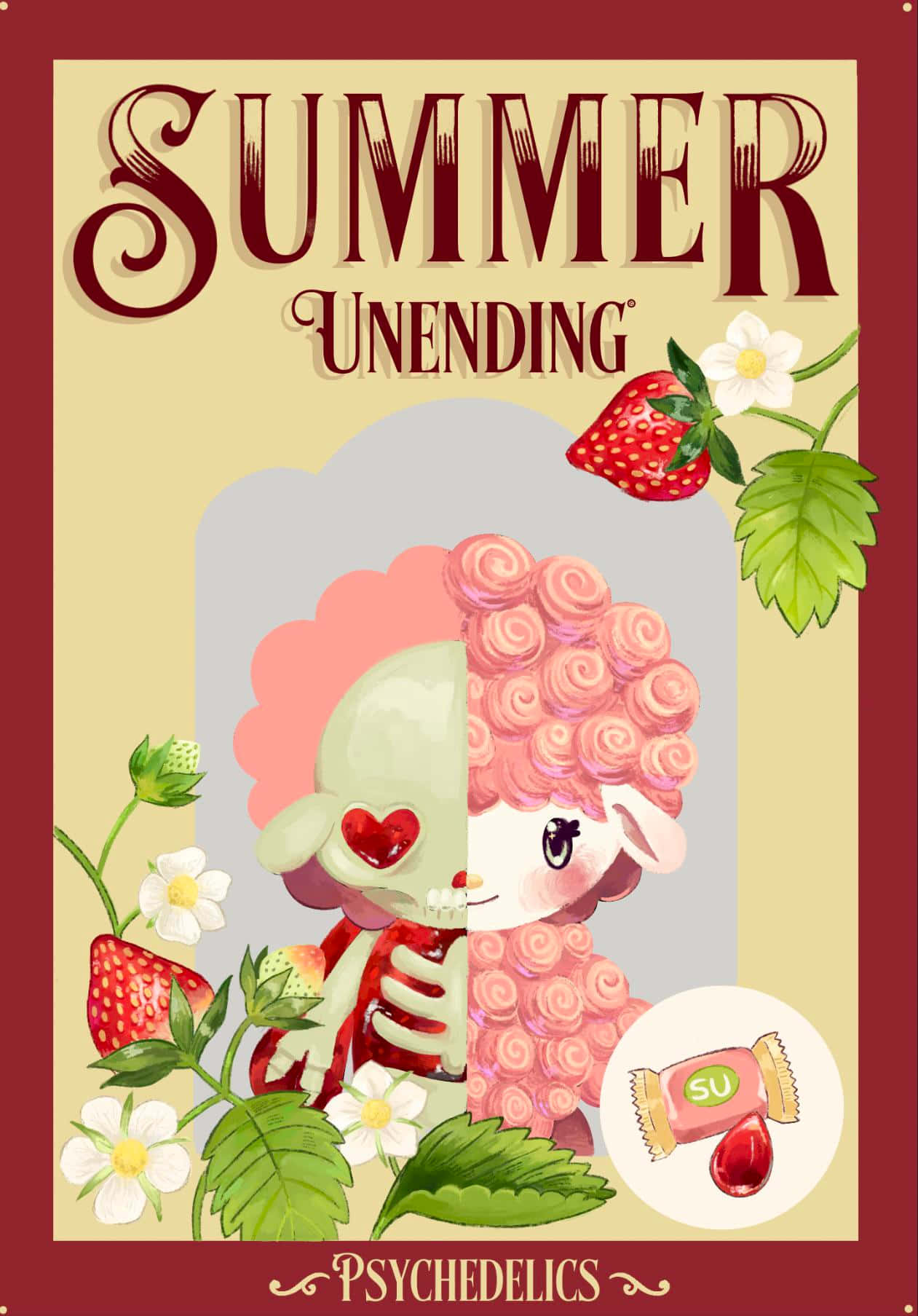 Strawberry Shortcake Aesthetic, lamb, pink curly wool, HD Phone Wallpaper
