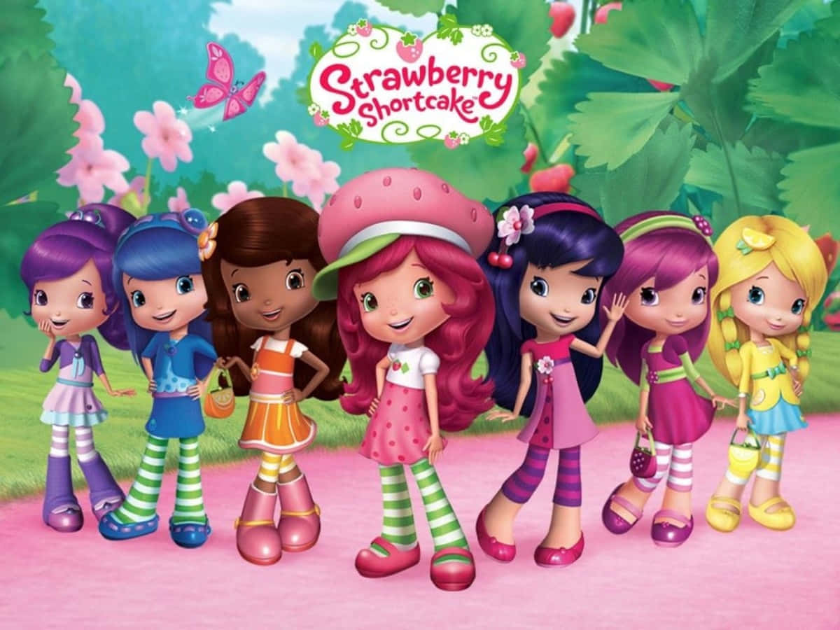 Strawberry Shortcake Characters, cartoon girls, vibrant outfits, SD Desktop Wallpaper