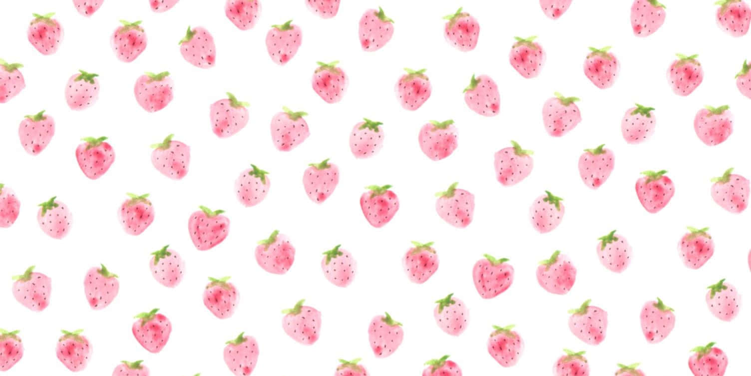 pastel strawberry, pink watercolor strawberries, clean white background, HD Desktop Wallpaper