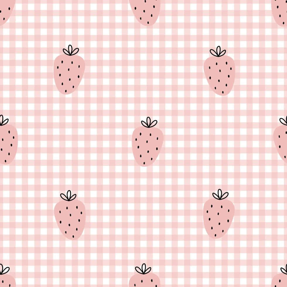 pastel strawberry, pink strawberries, black outlines, SD Desktop Wallpaper
