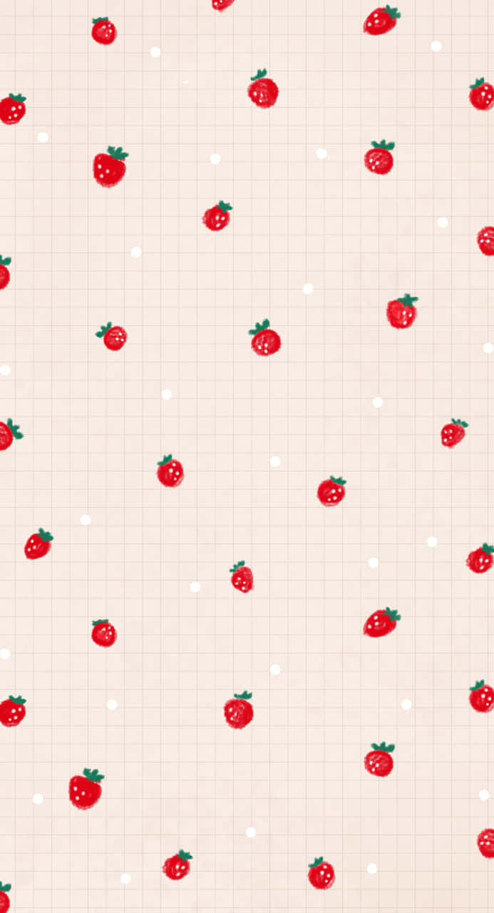 pastel strawberry, light beige grid, white dots, HD Phone Wallpaper