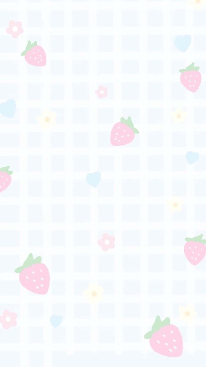 pastel pink, strawberries, flowers, SD Phone Wallpaper