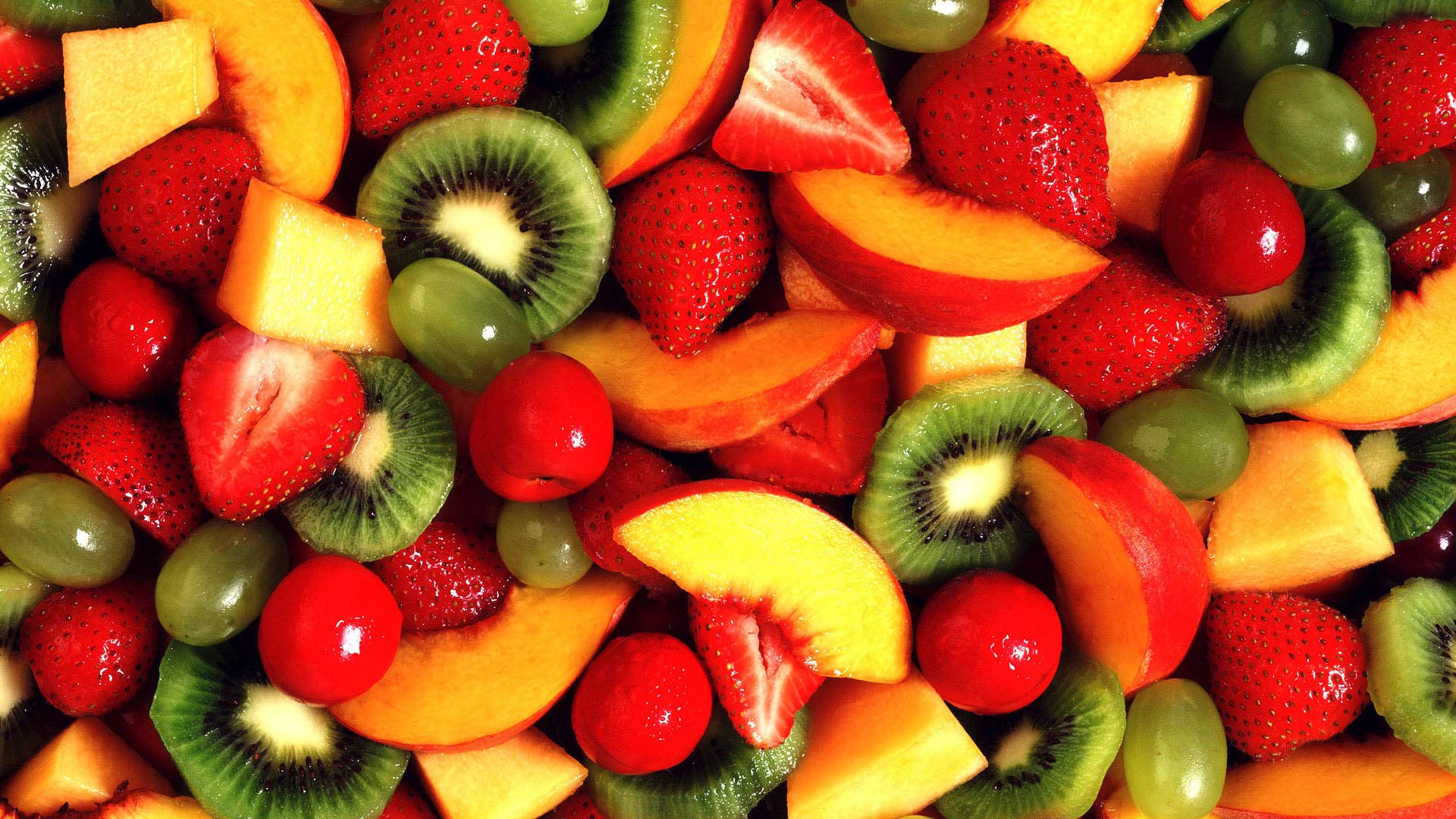 strawberry, kiwi, grape, Full HD Desktop Wallpaper
