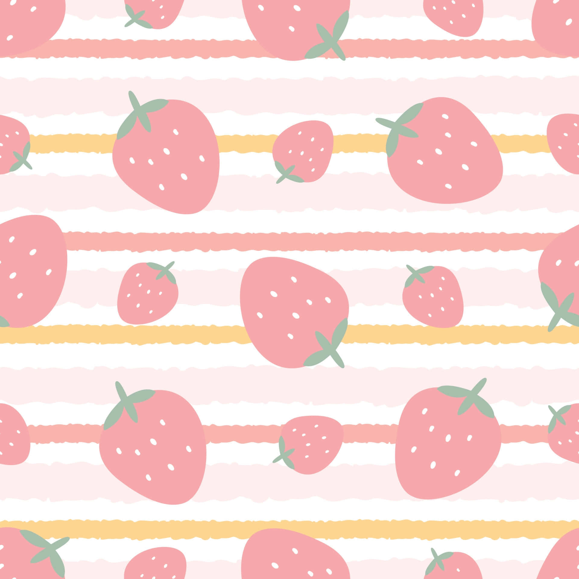 pastel strawberry, pink strawberries, green leaves, Full HD Desktop Wallpaper