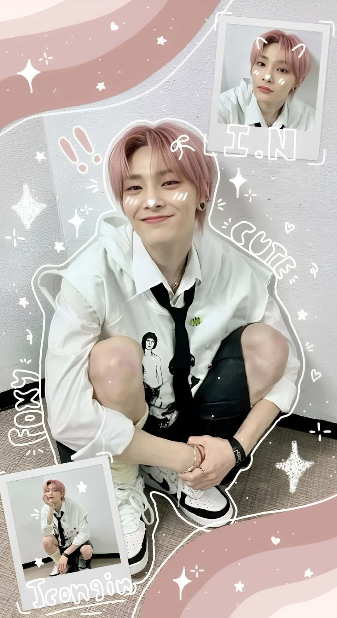 pink hair, white shirt, black pants, Full HD Phone Wallpaper