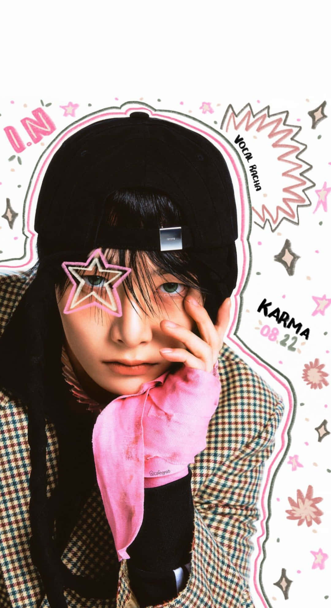 Stray Kids, black cap, plaid jacket, Full HD Phone Wallpaper