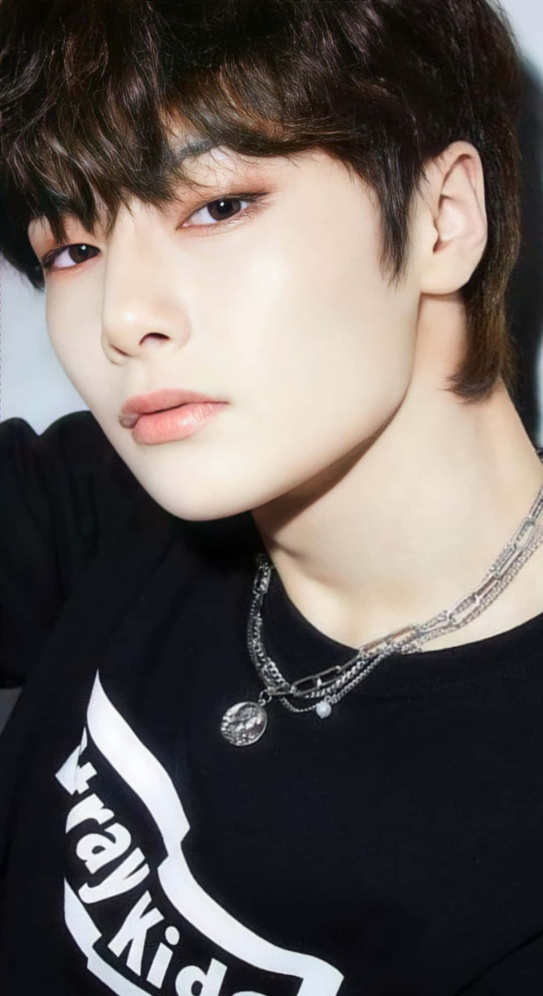 Stray Kids, dark hair, intense gaze, Full HD Phone Wallpaper