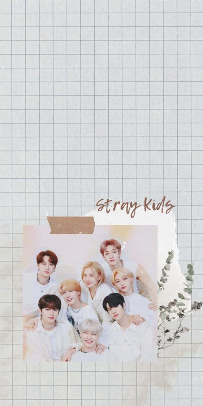 Stray Kids, light gray grid paper, dried eucalyptus, HD Phone Wallpaper