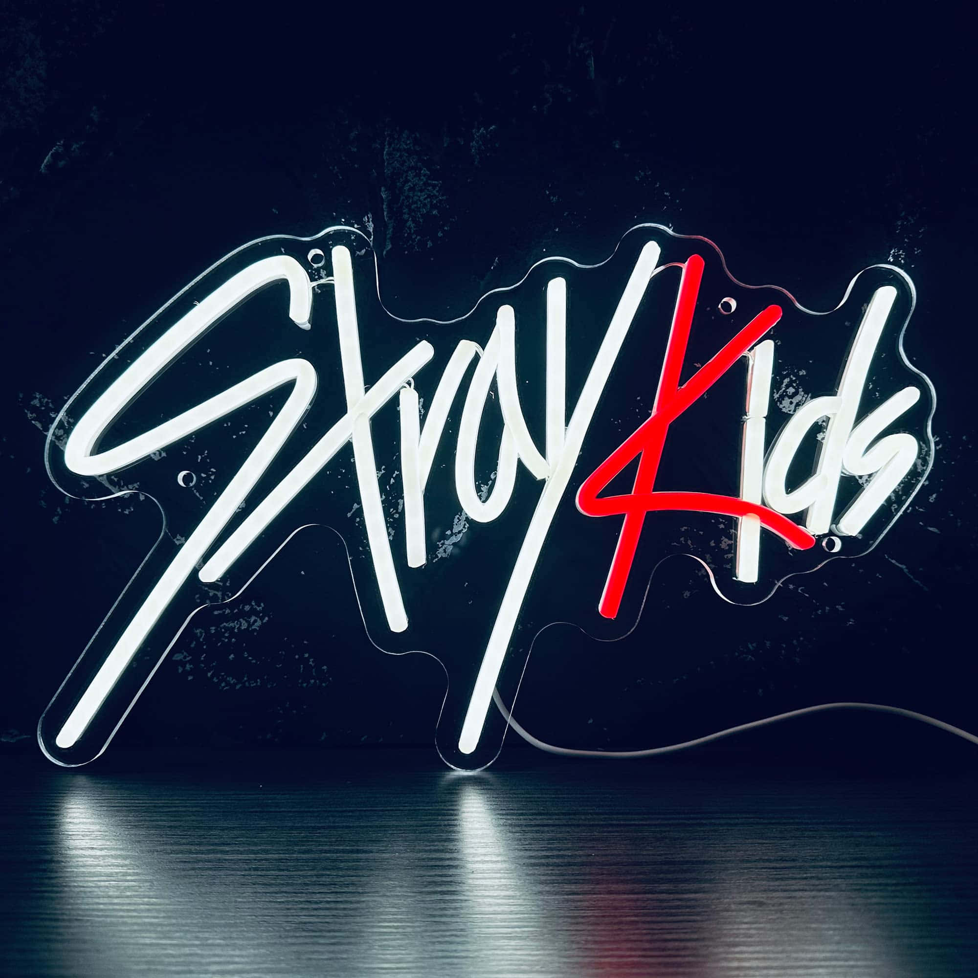Stray Kids, neon sign, white letters, Full HD Desktop Wallpaper
