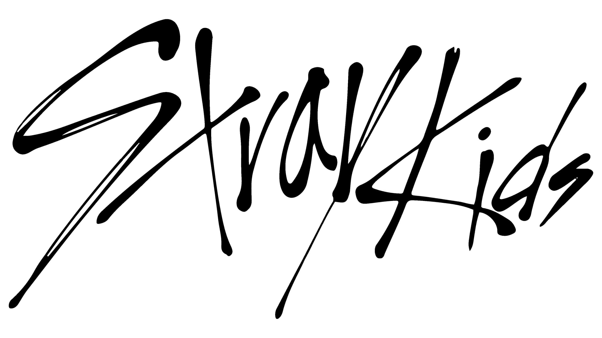 Stray Kids, black cursive text, white background, 2K Desktop Wallpaper