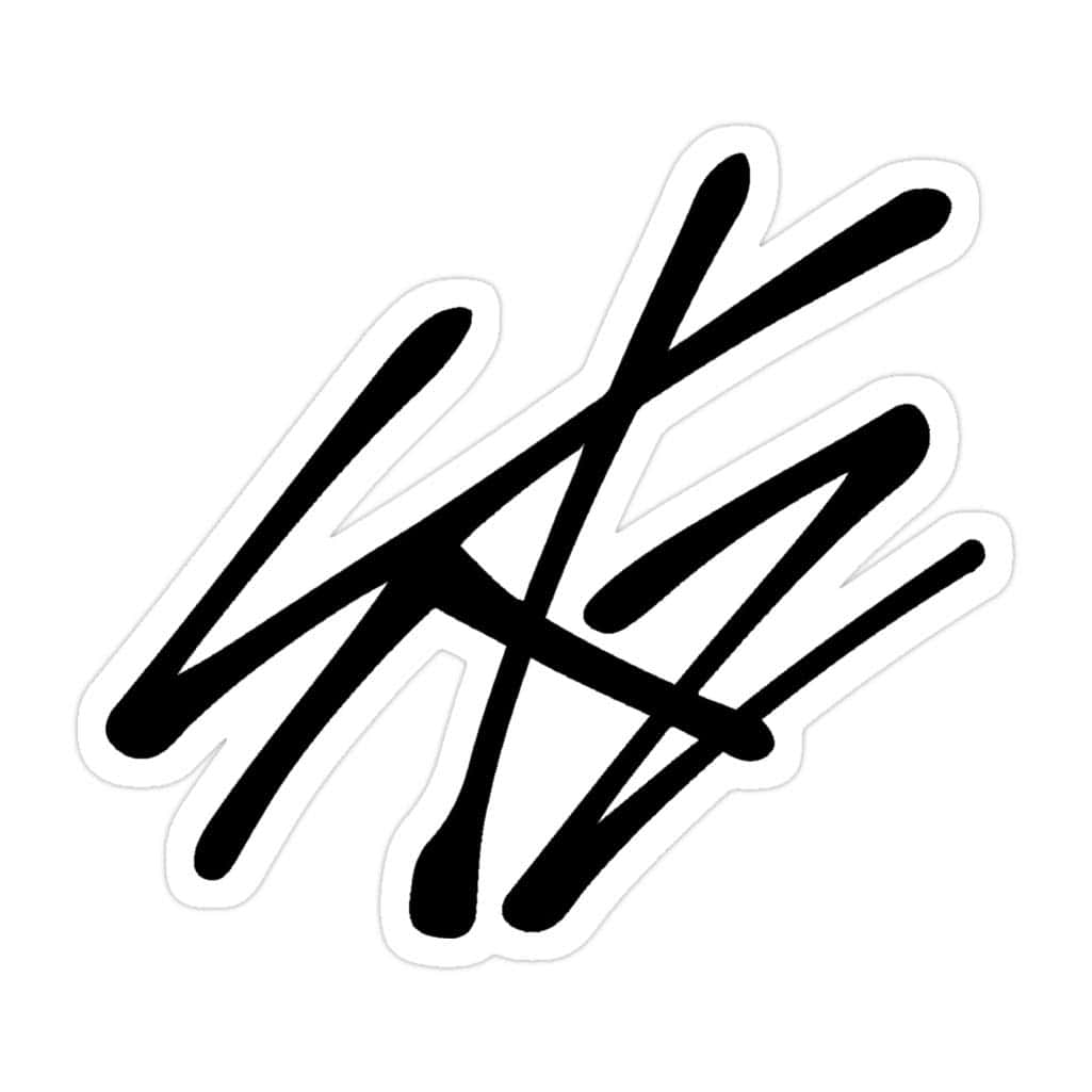Stray Kids Logo, black graffiti-style signature mark, thick brush strokes, SD Desktop Wallpaper