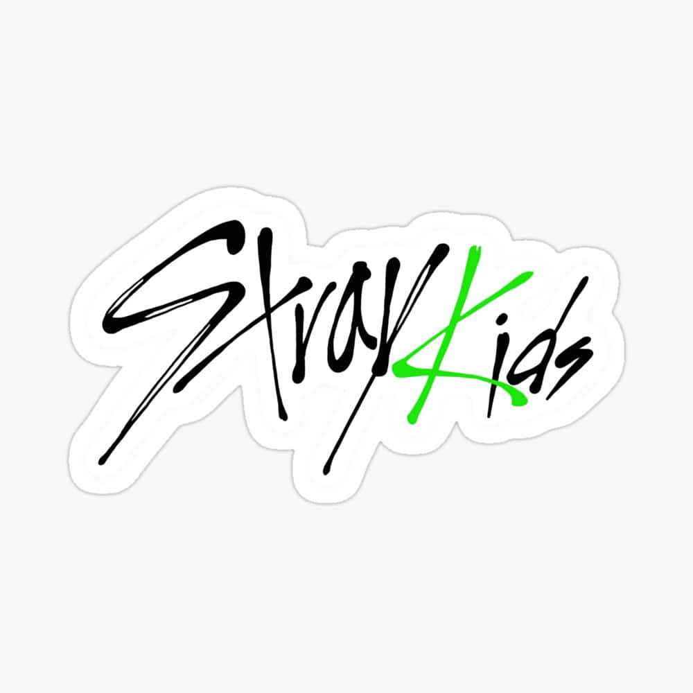 Stray Kids, white sticker, bold black brushstroke font, SD Desktop Wallpaper