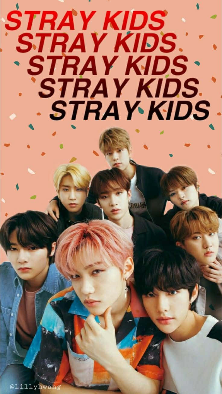 Stray Kids, pink background, confetti, HD Phone Wallpaper